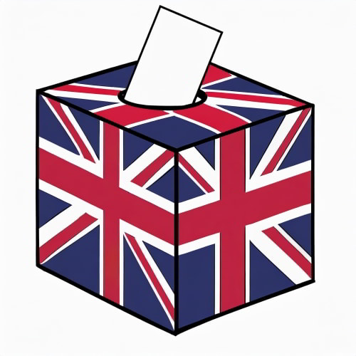 Ballot box decorated with Union Jack