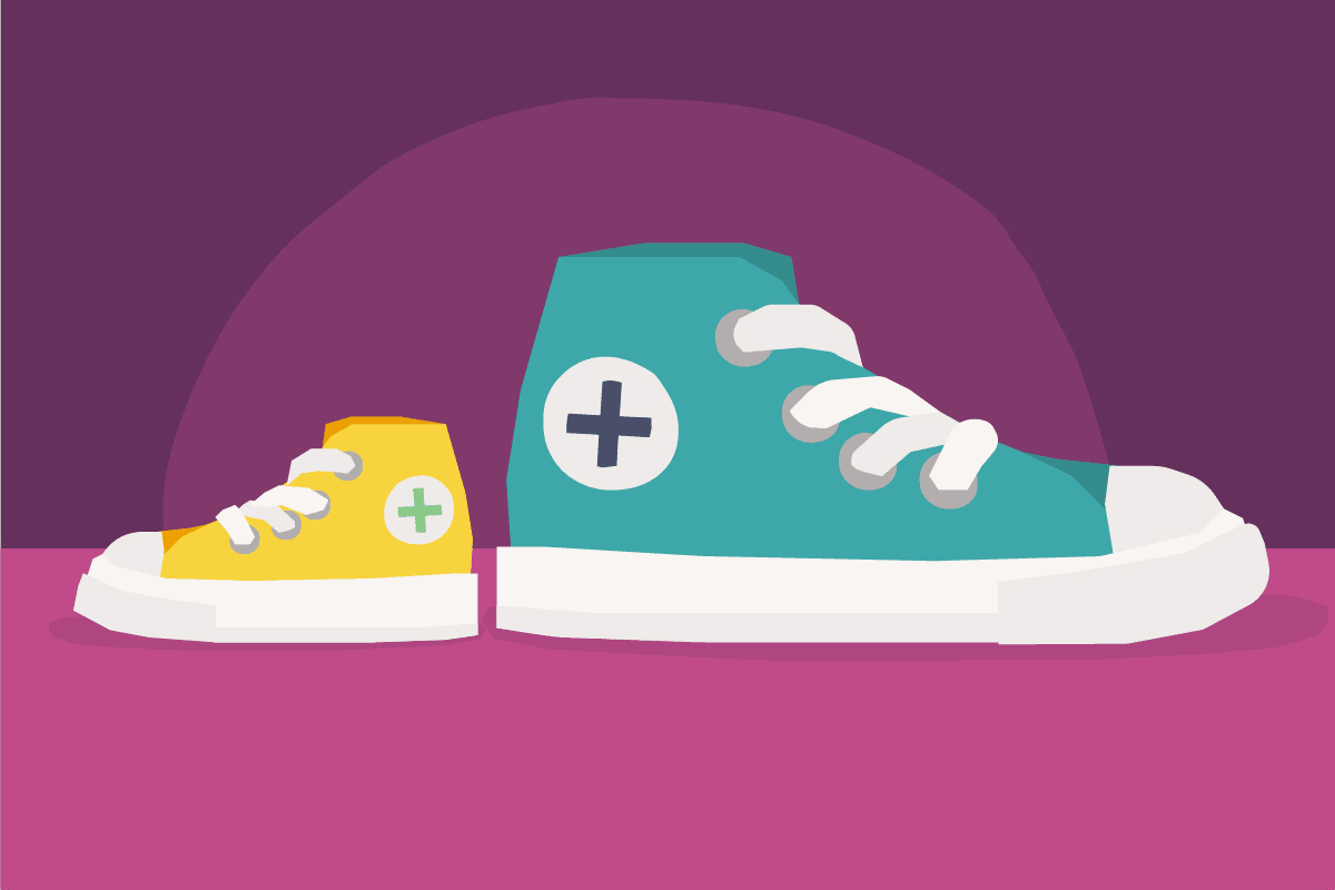 Little shoe big shoe next to each other